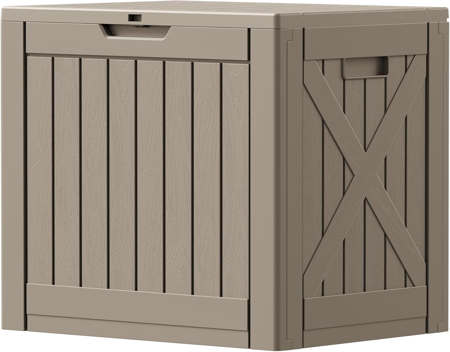 Patiowell 43 Gallon Resin Deck Box, Outdoor Storage Box for Patio Furniture, Deliveries, Pool Supplies,Waterproof and Lockable (Light-Brown)