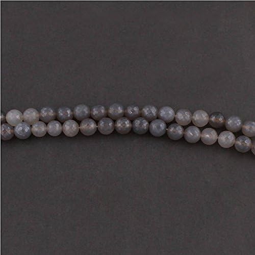 LKBEADS 2 Strand Natural Shaded Gray Moonstone Silver Coated Faceted Round Ball Bedas Briolettes - 9mm 14 Inches