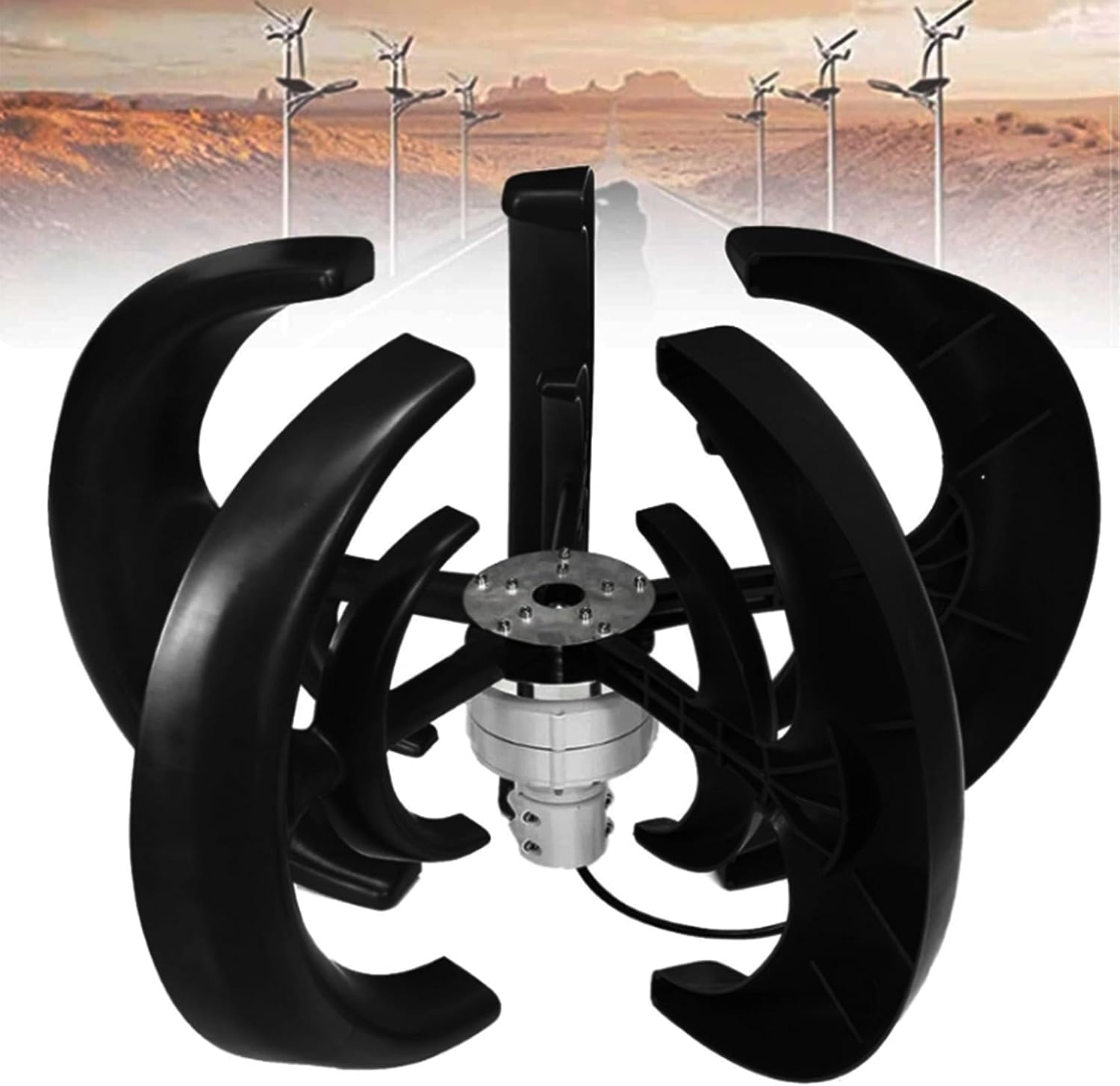 100W-5000W Wind Turbine, 5-Blade Wind-Solar Hybrid Power Generation System, Three-Phase AC Permanent Magnet Generator with Controller, Suitable for Home Farm Hybrid Lamp