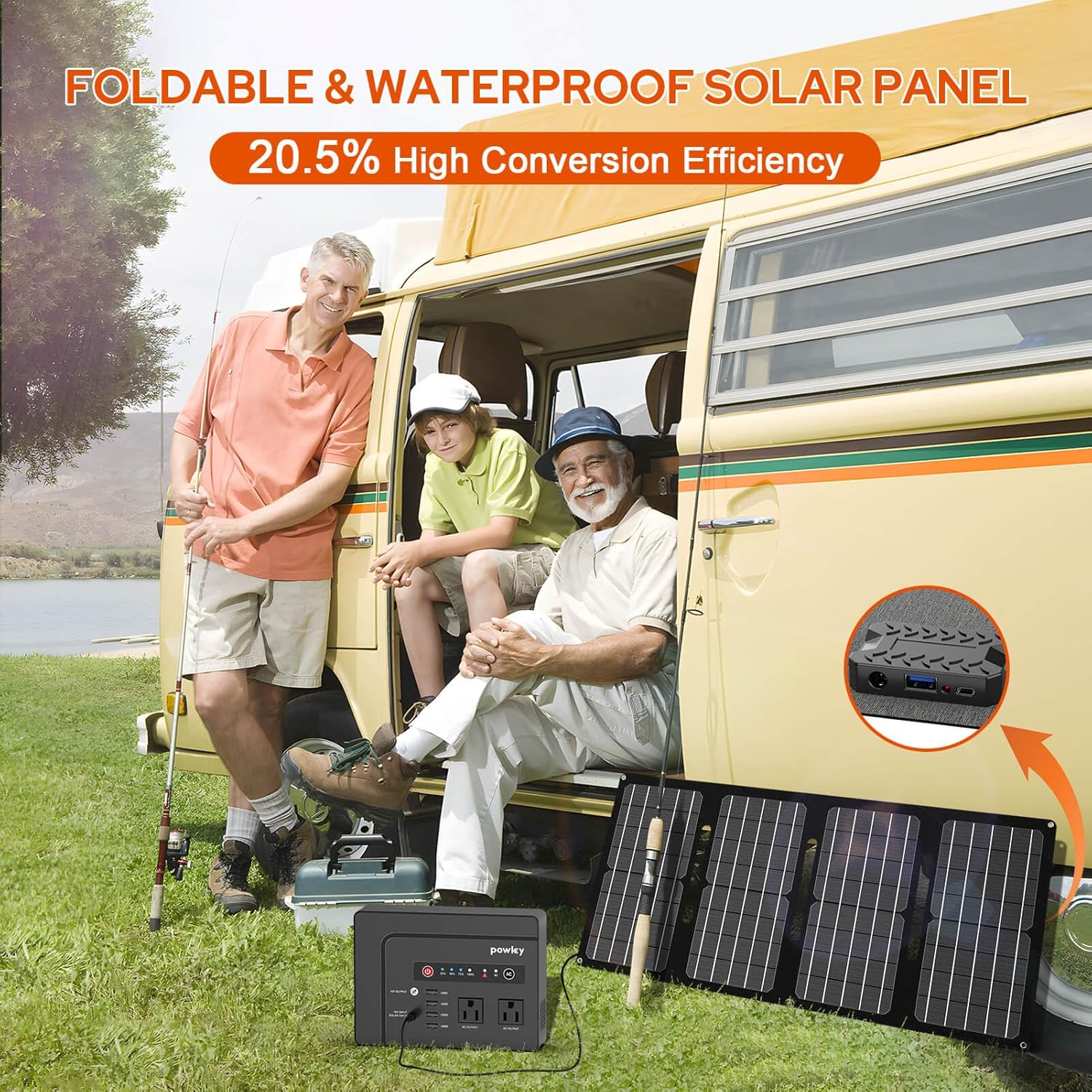 powkey 200W Portable Power Station with Solar Panel 40W, 146Wh Power Bank with AC Outlet, High Eifficiency Waterproof Solar Panel Kit with Battery Bank for Outdoor Camping Home Backup