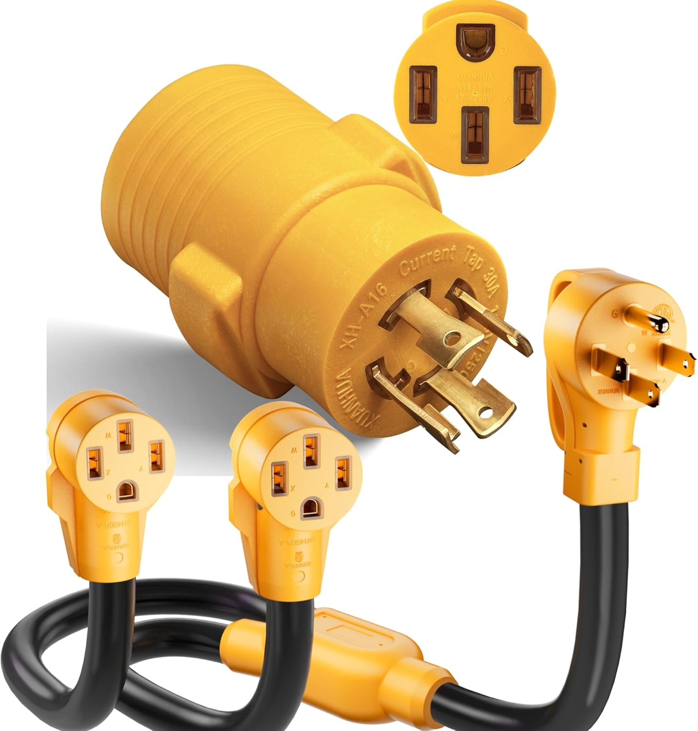 50 Amp Y Splitter for RV EV Charging ETL Listed, NEMA 14-50P to 2X 14-50R RV Adapter Power Cord, NEMA L14-30P to 14-50R RV Generator Adapter 30 Amp to 50 Amp Twist Locking Generator Adapter for EV RV