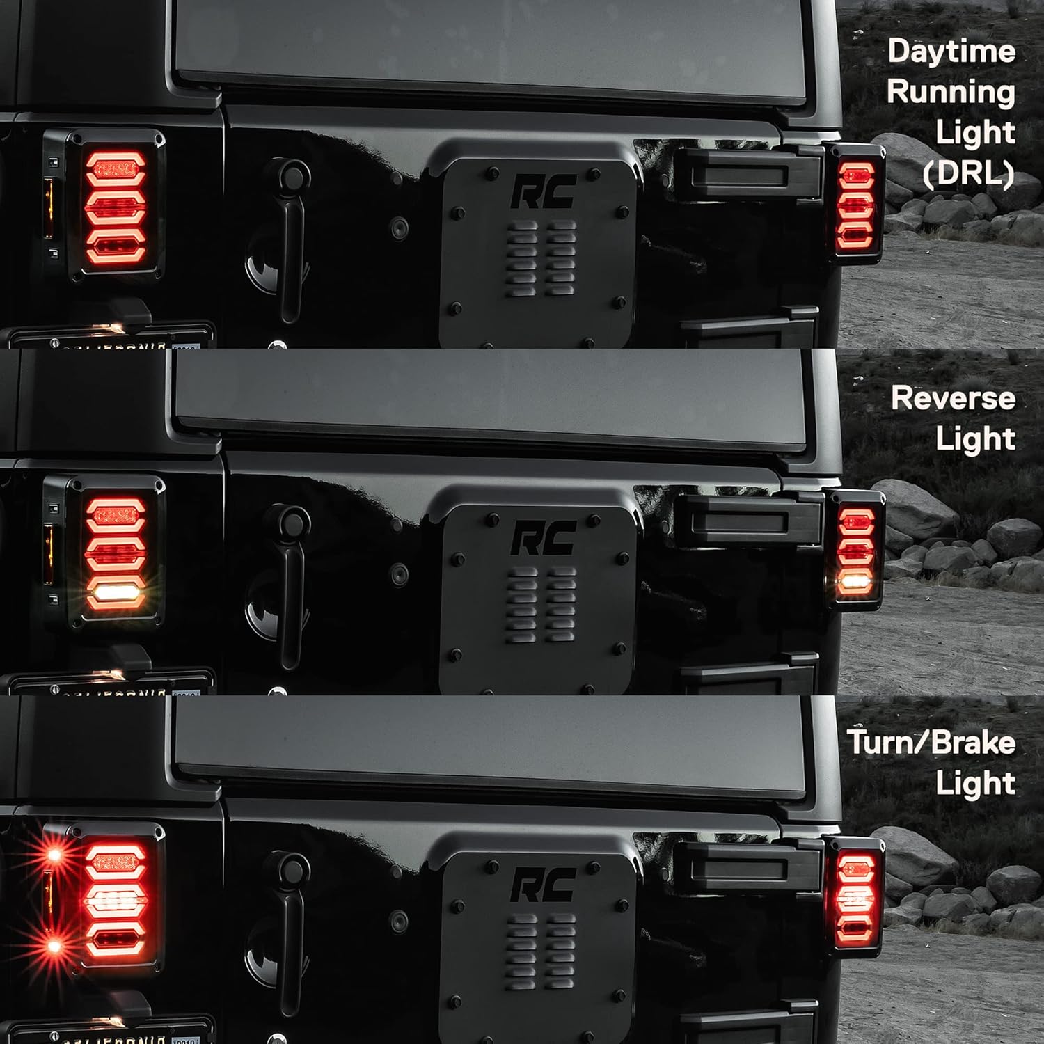 TRUE MODS LED Rear Tail Light Replacement for Jeep Wrangler [Hexagon Design] [Smoke Lens] [Plug n Play] LED Brake Light for Jeep Wrangler JK JKU Unlimited Accessories 2007-2018