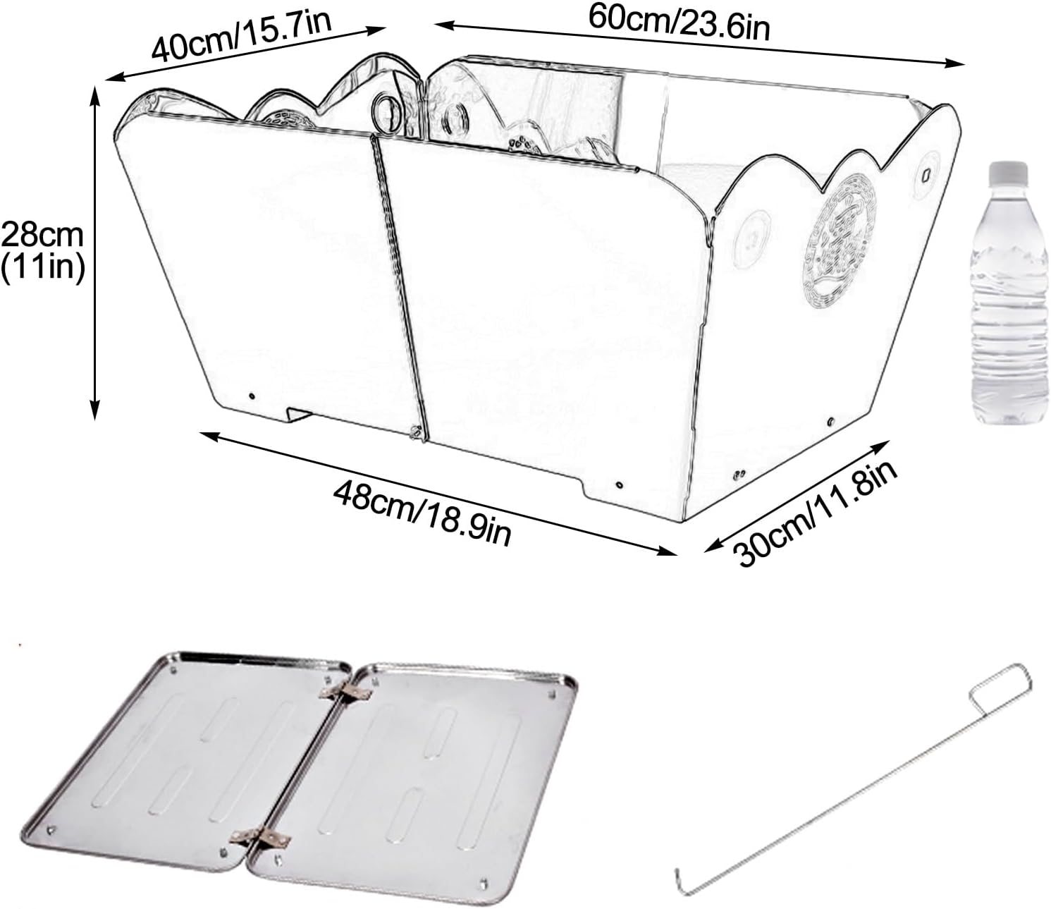 Burn Barrels for Outside for Burning Trash, Fire Pit, Foldable Metal Barrel for Ancestor Money Waste Garden Leaf Wood(Gold,Large)