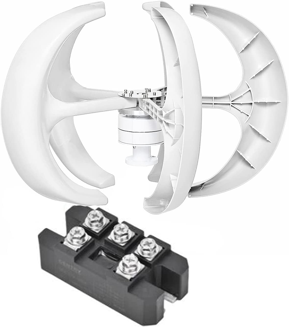 LiuSj JUnSt 8000W Wind Turbines Generator Vertical Axi Lantern with Rectifier,Home 12V 24V 48V 5 Blades Wind Turbinesmotor Kit with Controller,White