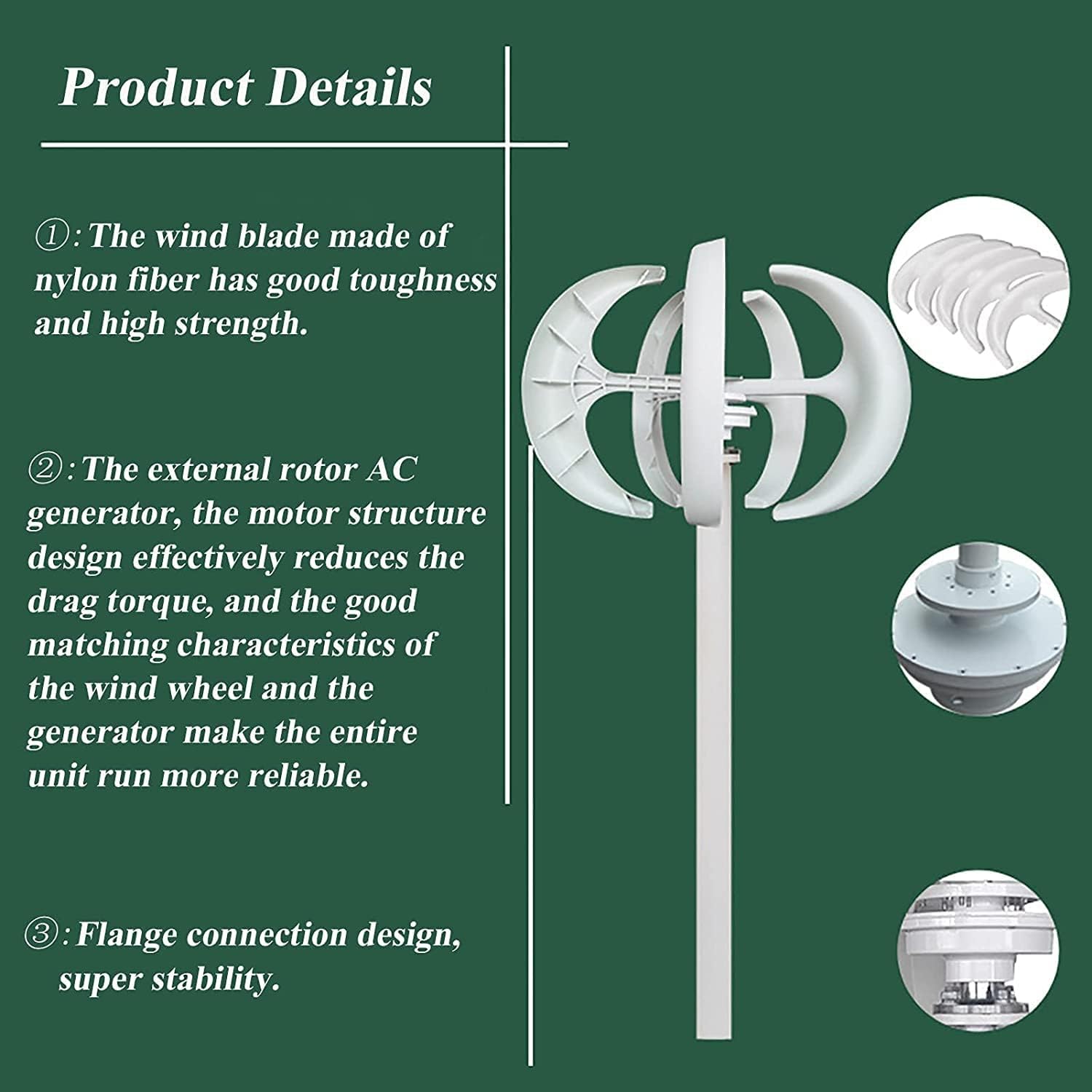 9000W Wind Turbines Generator Kit Vertical Wind Generator Kit Electricity Producer Equipment for Home Green