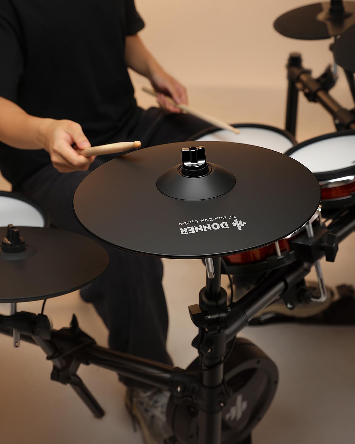 Donner Mute Cymbal for Electronic Drum Set, 13-inch Dual Zone Crash for Electric Drum Kit, 2 Zone E Cymbal for Digital Drum (CYB-13D)