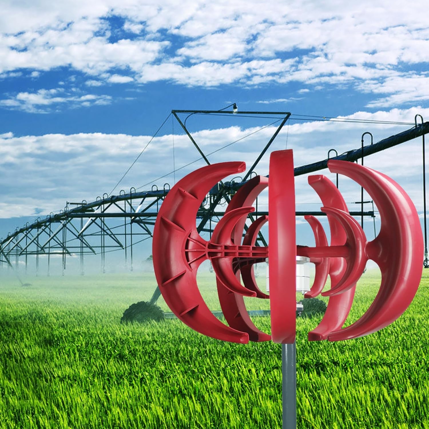 4500W Wind Turbines Generator, 5 Blades DC12V Vertical Axis Wind Turbines Generator Kit for Home Hybrids Streetlight Use Electromagnetic Electricity Producer Equipment Red