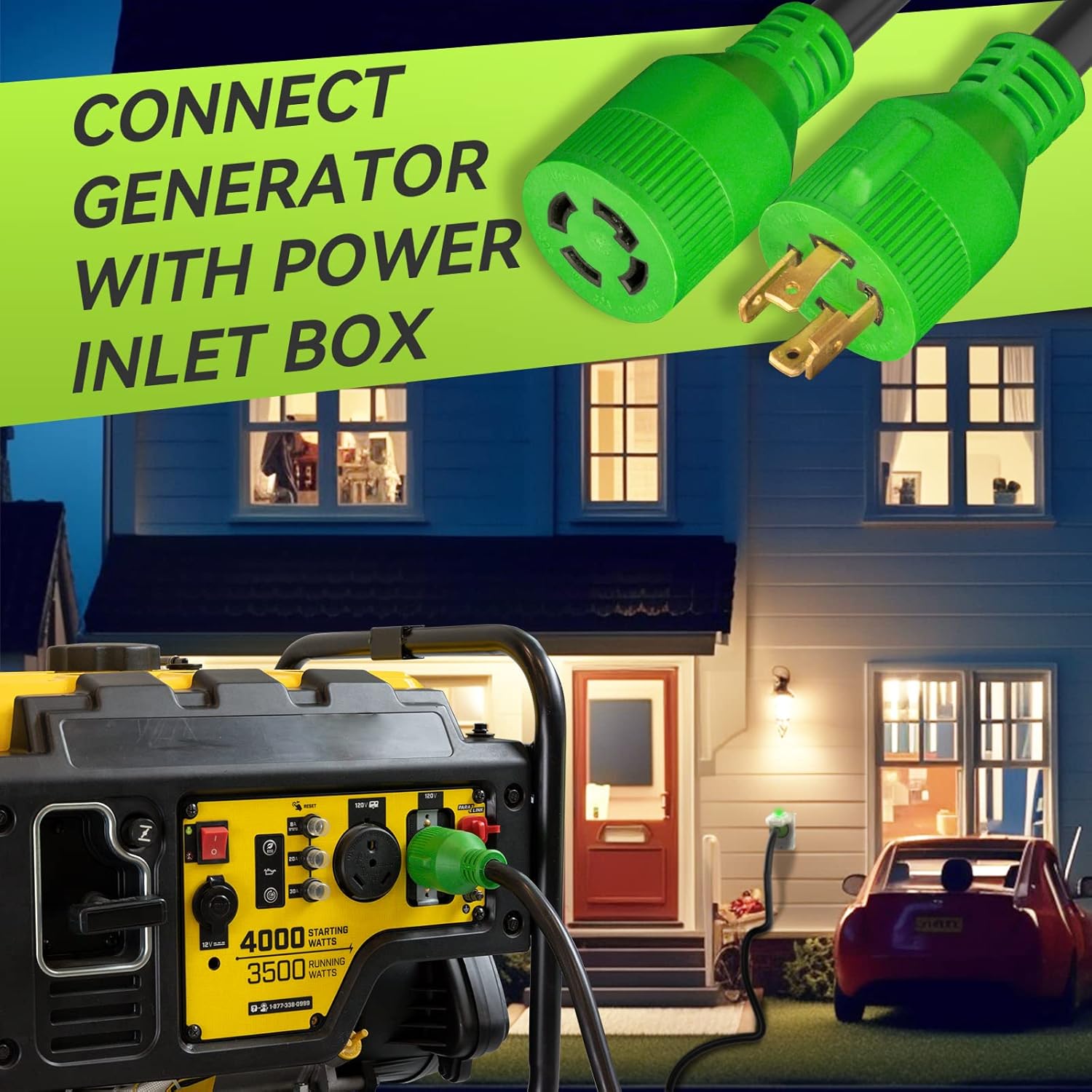 RVMATE 30 Amp Generator Cord 4 Prong 75 Feet, NEMA L14-30P/L14-30R, 125/250V Up to 7500W 10 Gauge SJTW Generator Extension Cord, ETL Listed