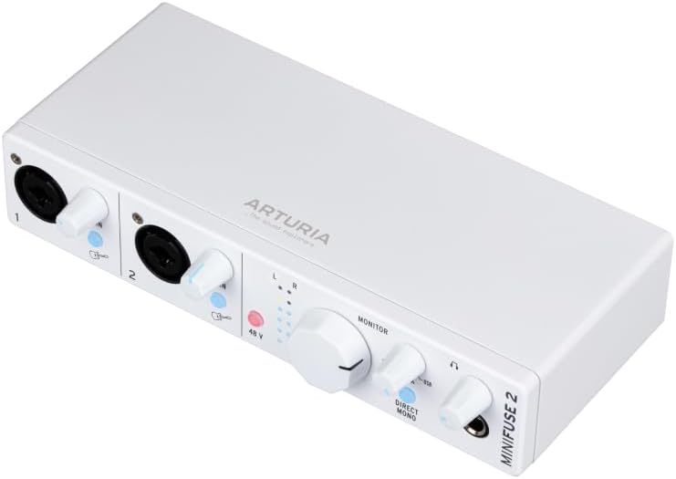 Arturia - MiniFuse 2 - Compact USB Audio & MIDI Interface with Creative Software for Recording, Production, Podcasting, Guitar - White