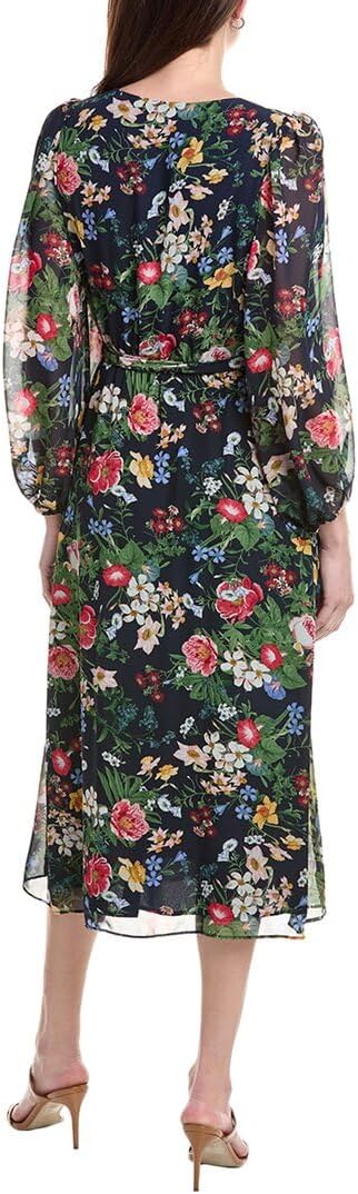 Anne Klein Womens Three Quarter Sleeve V Neck Midi