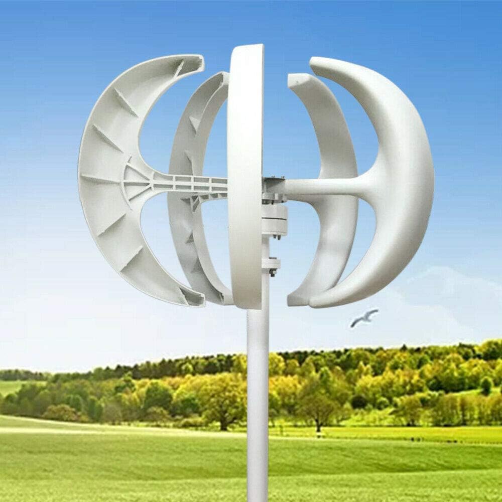 12V 600W Wind Turbine Generator Vertical Axis Garden Boat Wind Motor&Controller 5-Blade Windmill Power Charge Lantern White