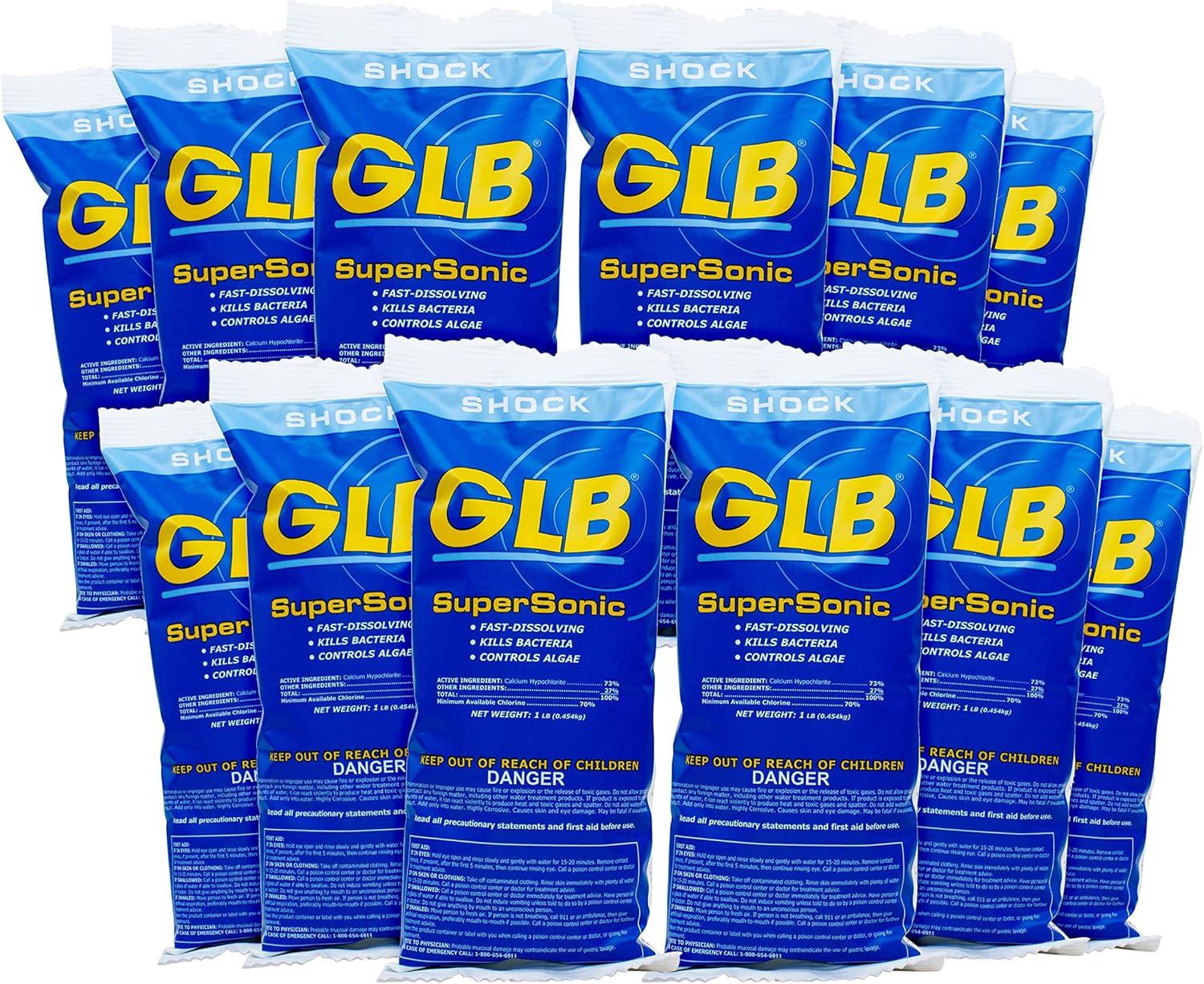 GLB 71442A-12 Calcium Hypochlorite Pool Shock, 1-Pound, 12-Pack