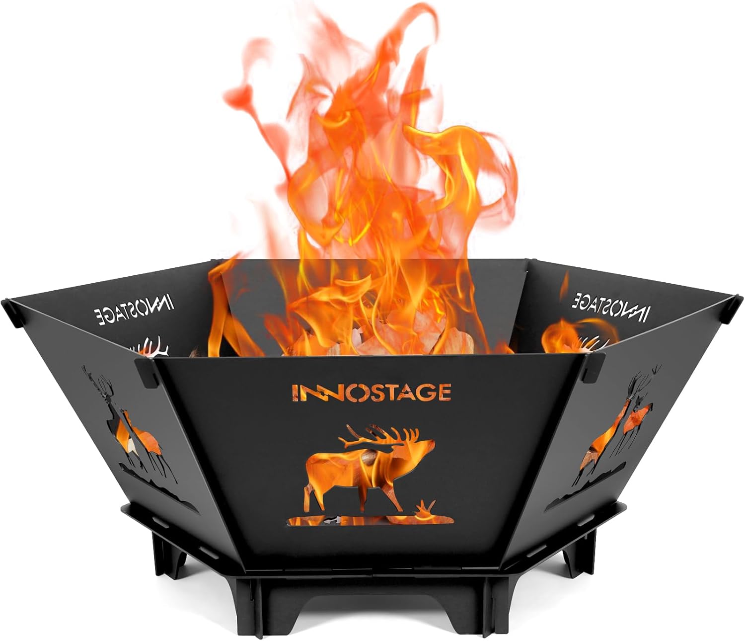 Fire Pit for Camping- 37.8 Inch Collapsible Firepit for Patio Outside Wood Burning Outdoor Indoor BBQ Picnic Foldable Fire Pits Bonfire of Backyard Patio with Portable Tote Bag