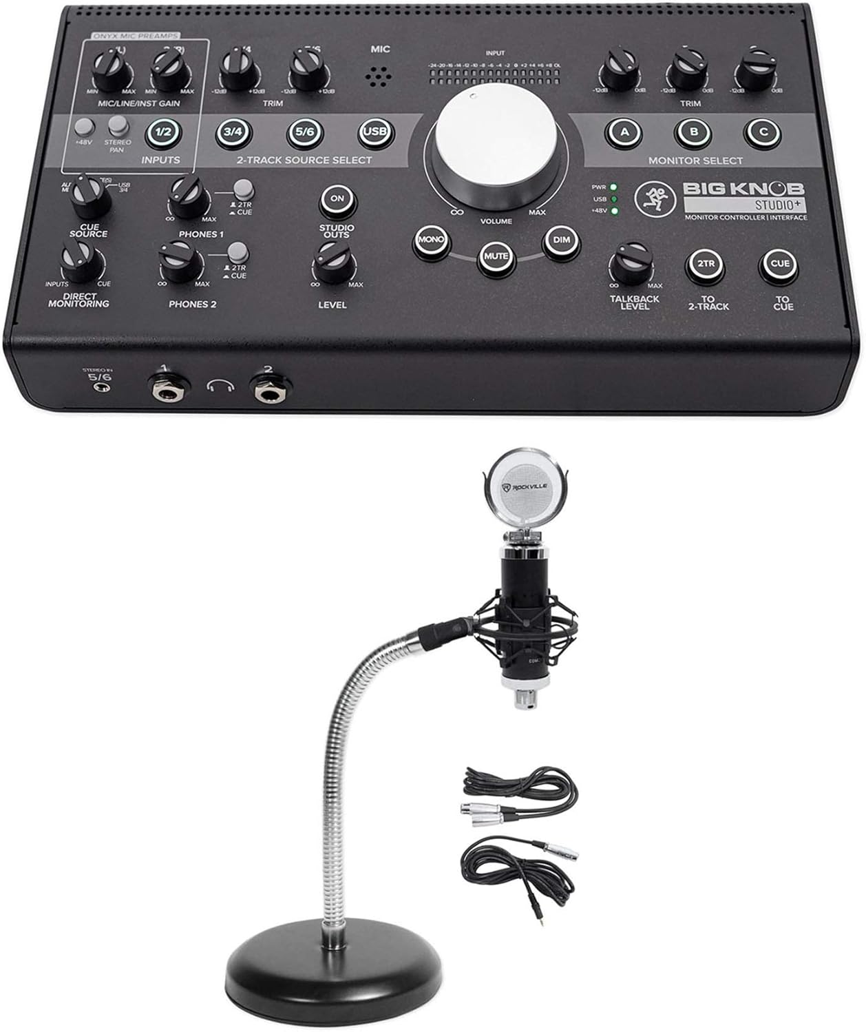 Mackie Big Knob Studio + Plus Monitor Controller Interface +Microphone+Mic Stand