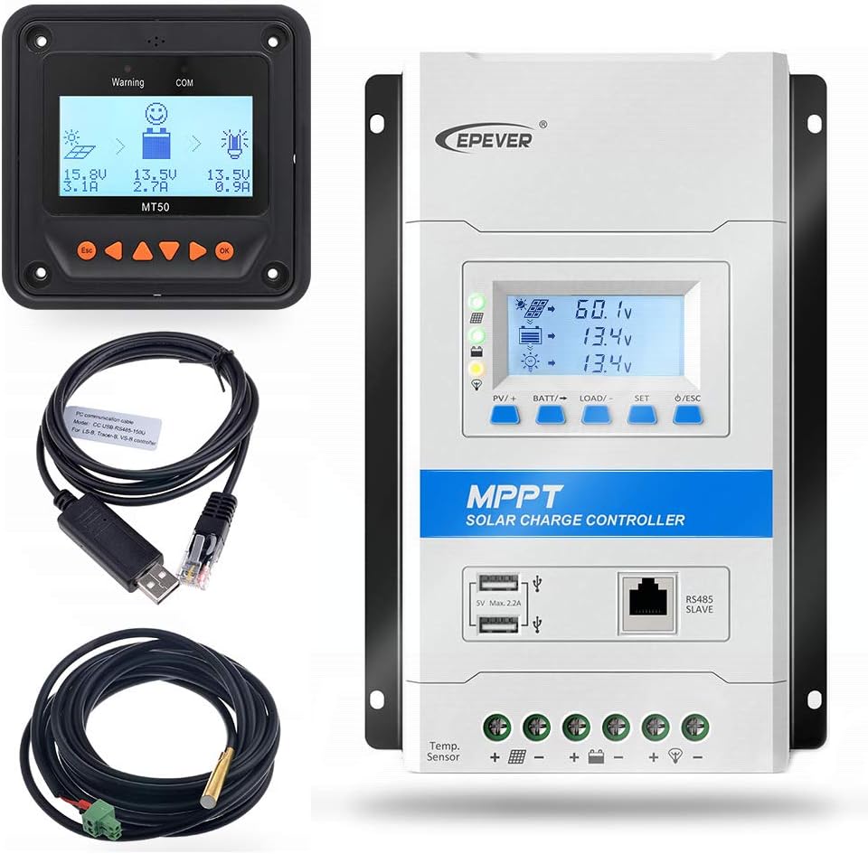 EPEVER Latest MPPT 40A Solar Charge Controller, 12V/24V TRIRON 4210N Intelligent Modular-Designed Regulator with Software Moblie APP -Updated Version of Tracer A/an Series&RS485&MT50&RTS