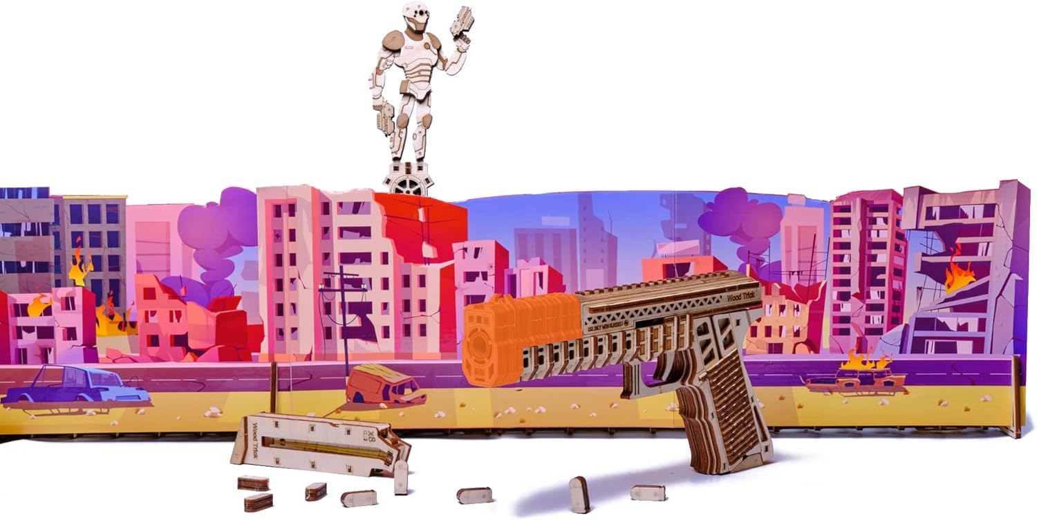 Wood Trick Electric Shooting Target Game 3D Wooden Puzzles for Adults to Build - Target Shooting Games for Adults - Wooden Model Kits for Adults