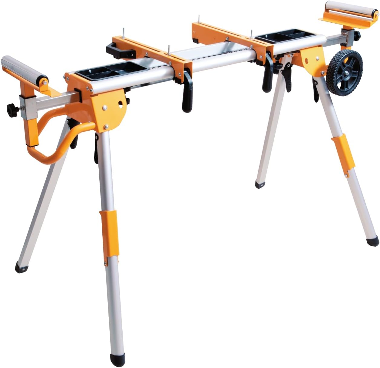 POWERTEC Miter Saw Stand w/Wheels, Collapsible and Portable Tool Stand with Systematic Tool Storage Trays, 330Lbs Load Capacity and Quick-Release Mounting Brackets, Miter Saw Accessories (MT4008VNEW)