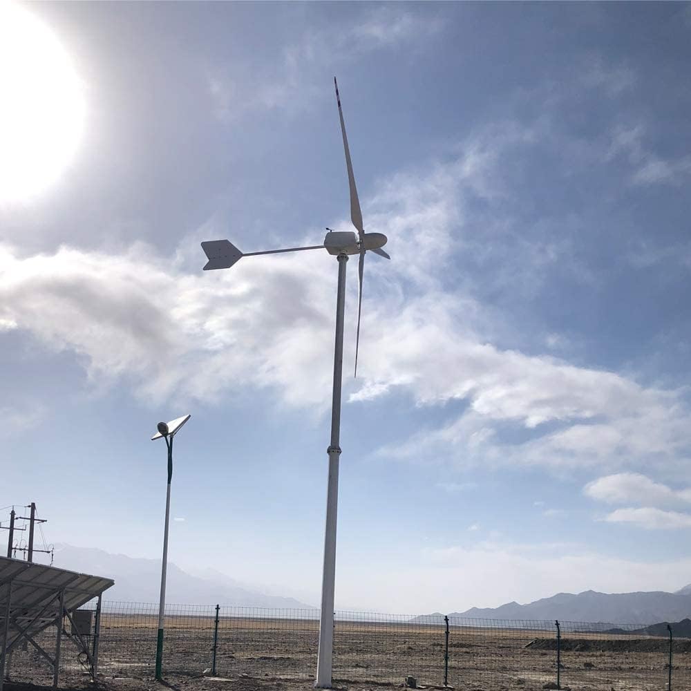 5000W 48V AC Horizontal Wind Turbine 5KW Wind Power Generator Kits 3 Blades 1.6M On Grid/Off Grid Wind Turbines Windmill High Efficiency for Home Industrial Marine RV Farm (No Pole)
