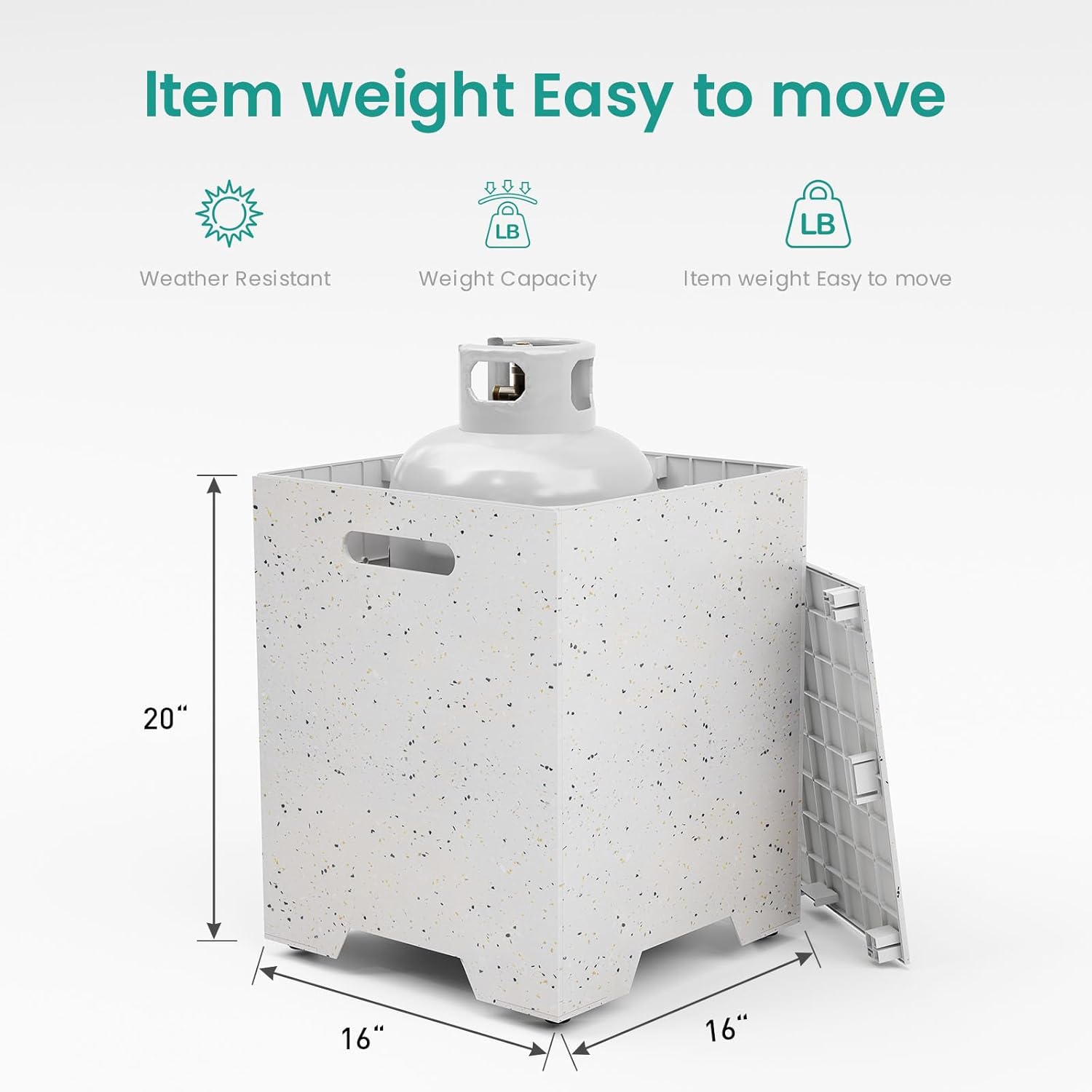 SUNBURY Slate Gray 16 inch Propane Tank Storage Box for 20 Gallon Propane Tanks,ABS Detachable Cover for Fire Pits,Doubles as Sturdy Outdoor Table