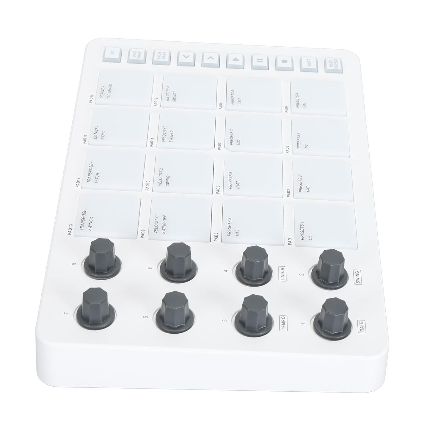Portable MIDI Beat Pad with 16 RGB Drums, Wireless Controller with Rotating Knobs, for Music Production and Beat Making