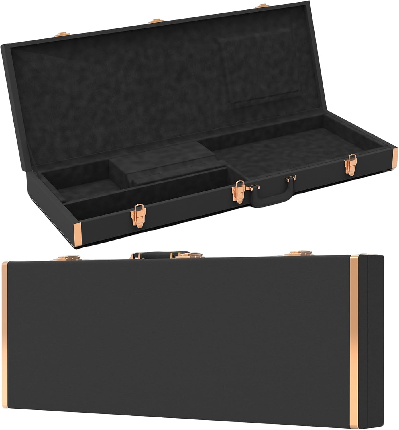 Electric Guitar Hard Case Shell Case With Lock For Square Electric Guitar 39in Electric Guitars Hard-Shell Protective Carrying Case for KST/KTL/170 Model with Security Lock Metal Feet (Classic Black)