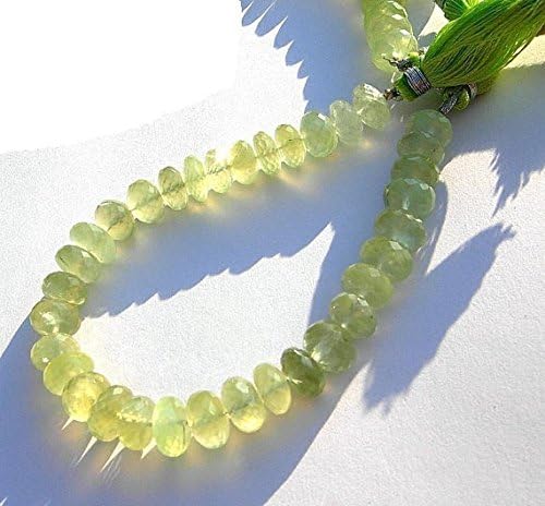13 inch natural beads strand of 10mm faceted rondelle prehnite gemstone beads for DIY jewelry - necklace, bracelet, earring, ring.