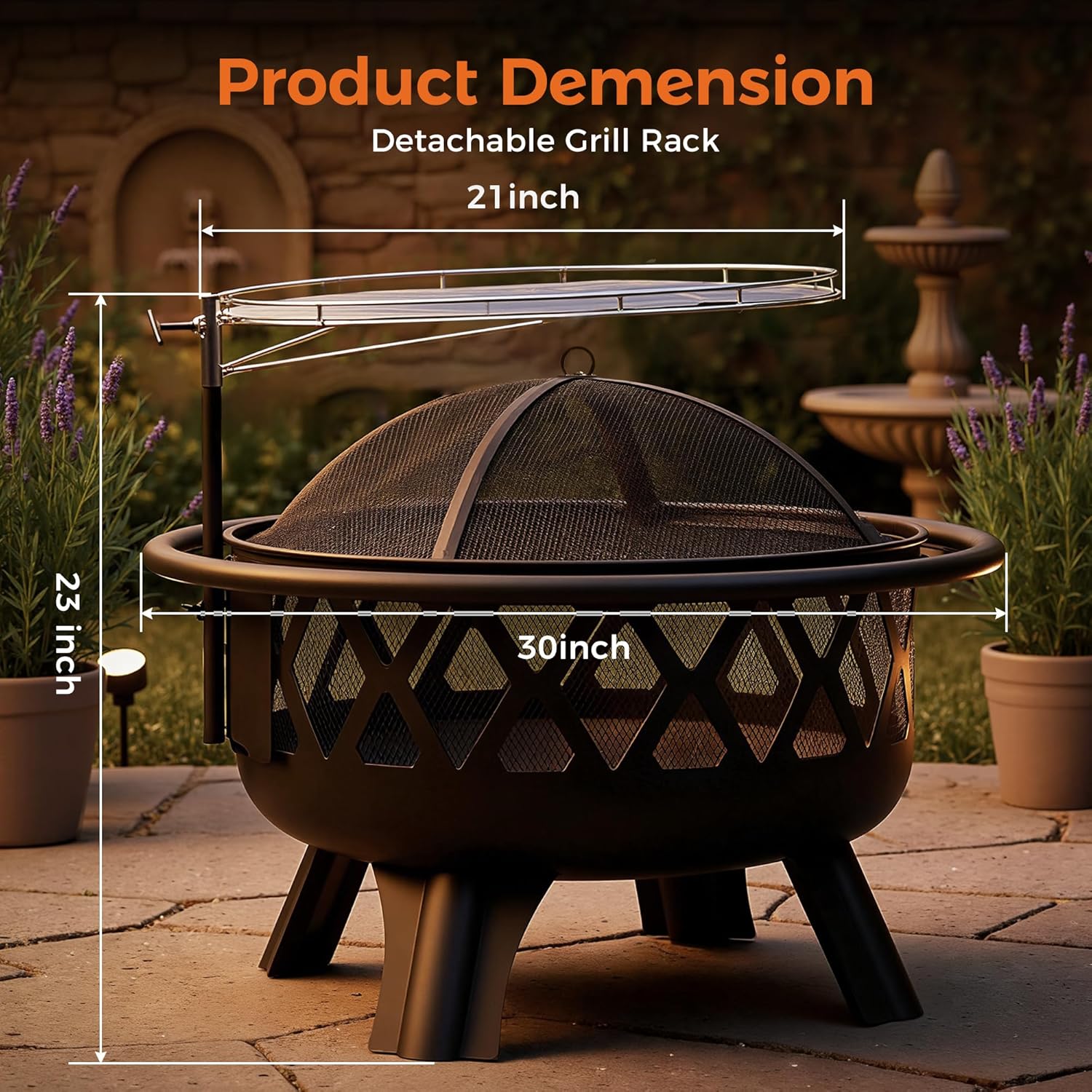 BALI OUTDOORS Outdoor Fire Pit for Wood, Portable Fire Pits for Outside Wood Burning, Patio Firepits for Outside with Grill, Spark Screens