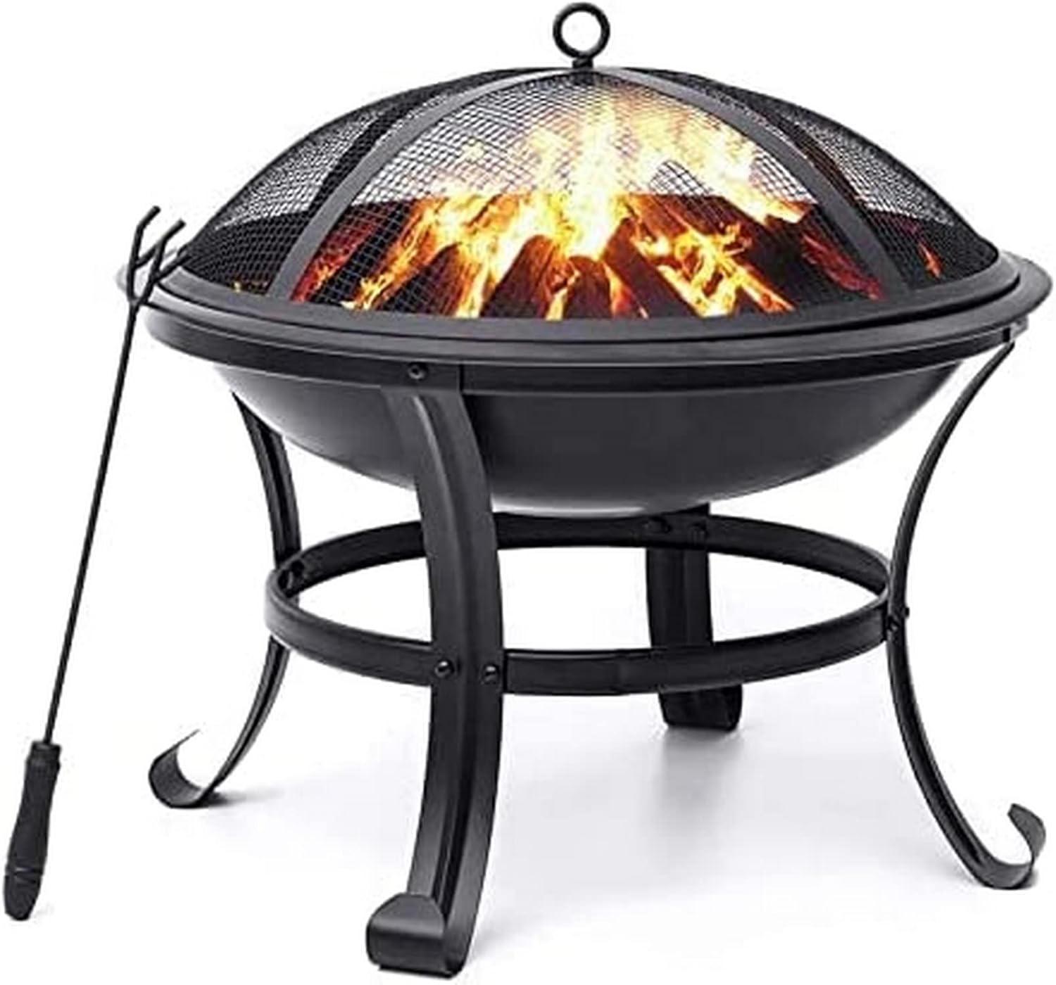 Garden Fire Pit Outdoor Fire Pit .BBQ Grill Outdoor Wood Burning Outdoor Party BBQ Fire Pit Stove Garden Patio Wood Log Barbecue Grill Net Set Cooking Tools Brazier Stove Grill Barbecue Rack