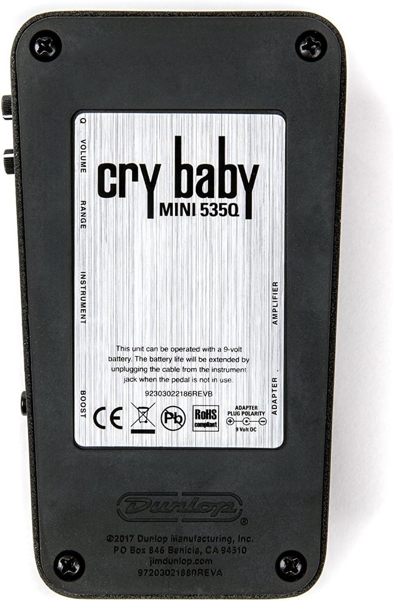 Dunlop CBM535Q Cry Baby Q Mini Wah Effects Pedal Bundle with Dunlop ECB-003 9-volt AC Adapter