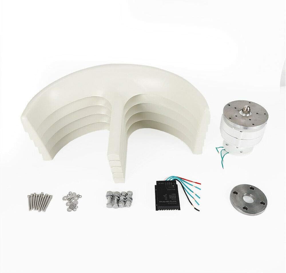 Wind Turbine Generator, 5 Blades Wind Turbine Lanterns Generator Vertical Axis Controller 600W 24 V (white 24v)