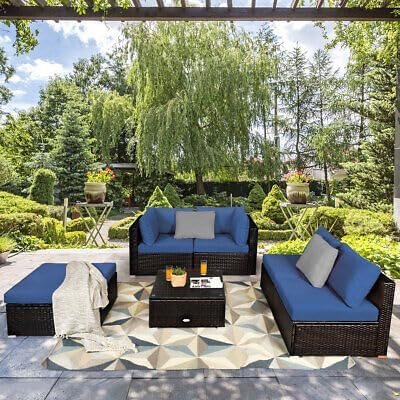 Fits for 6 PCS Outdoor Patio Rattan Furniture Set Cushioned Sectional Sofa Garden Navy Size : 30” x 30” x 26”