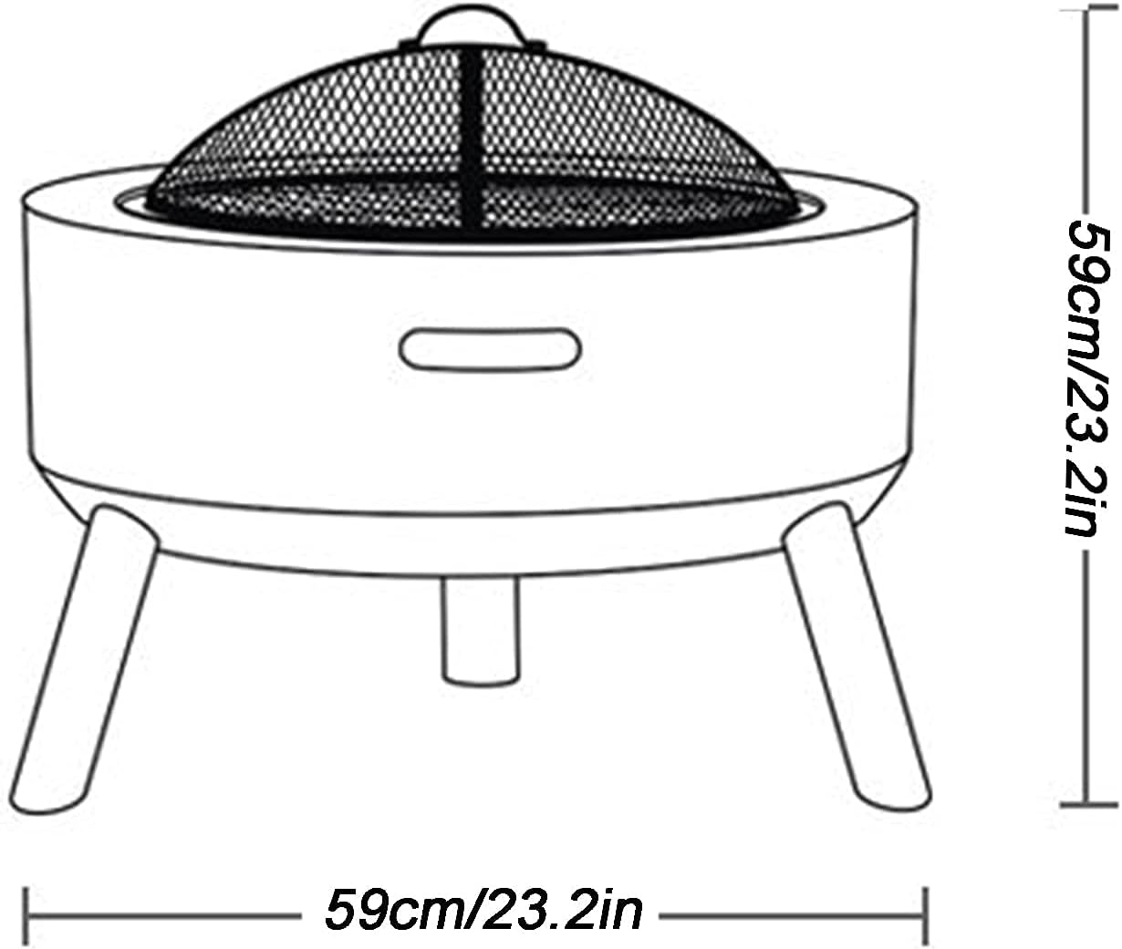 Outdoor Fire Pit Outdoor fire Pit, 23-inch Bonfire Wood Burning Terrace fire Pit, Heating Cooking Grill