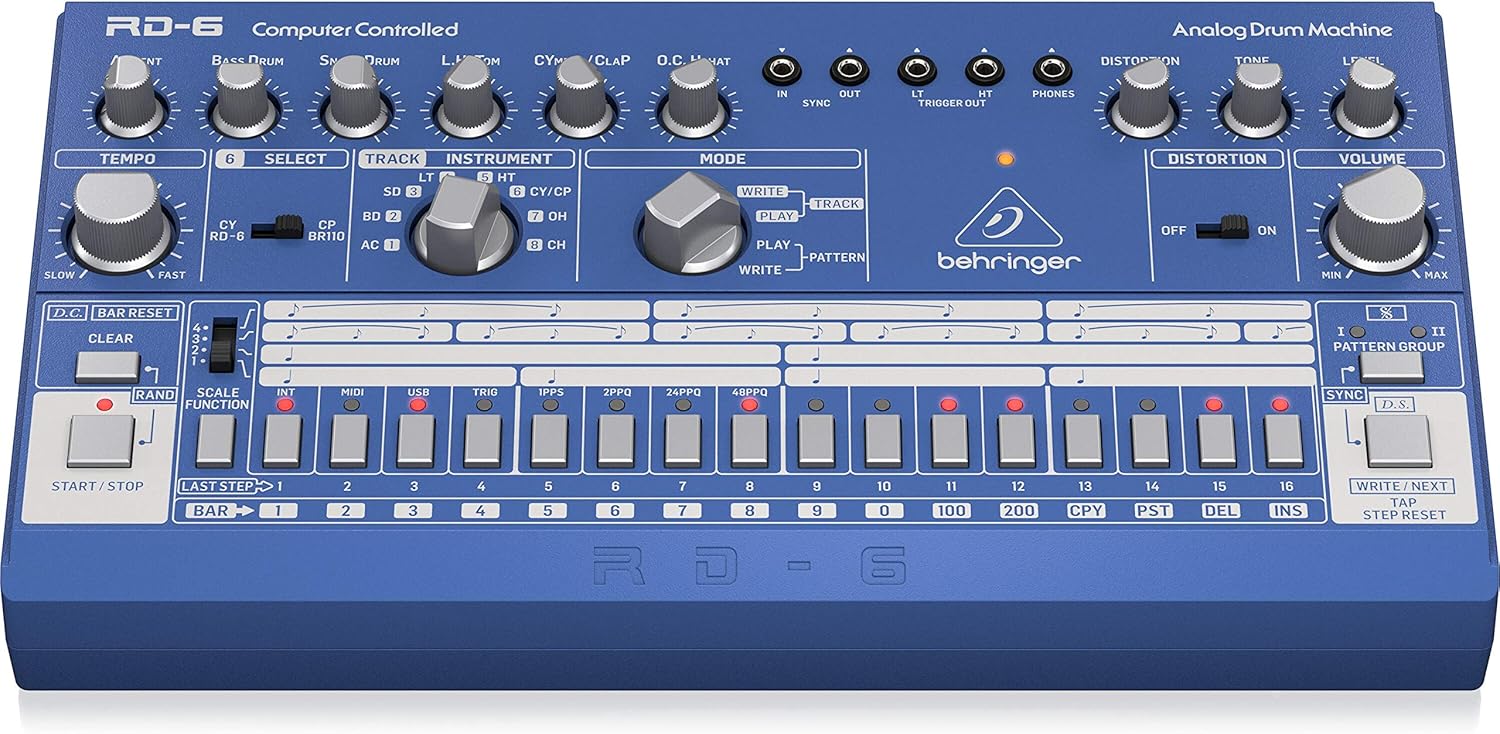 Behringer RD-6-BU Analog Drum Machine - Blue