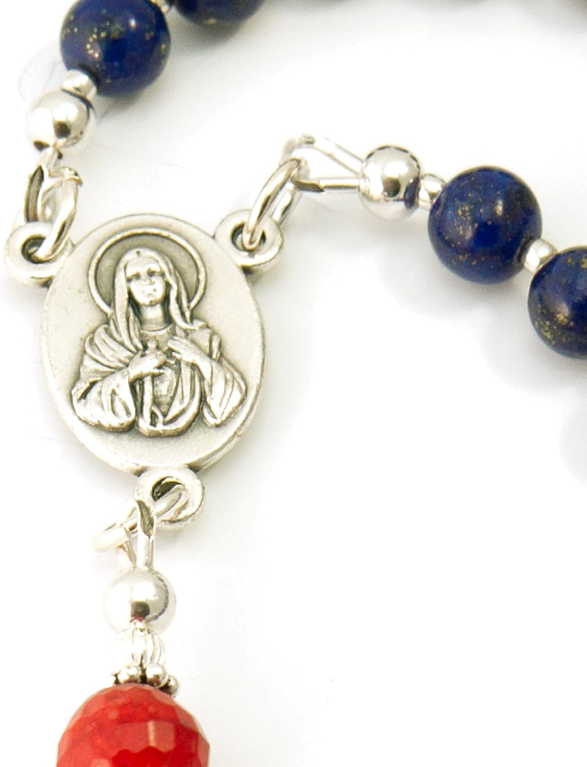 Prayer Beads Gay Love Gemstone Catholic Rosary Lapis Amethyst Carnelian with Metal Crucifix Blessed with Anointing Oil (Not a Necklace)