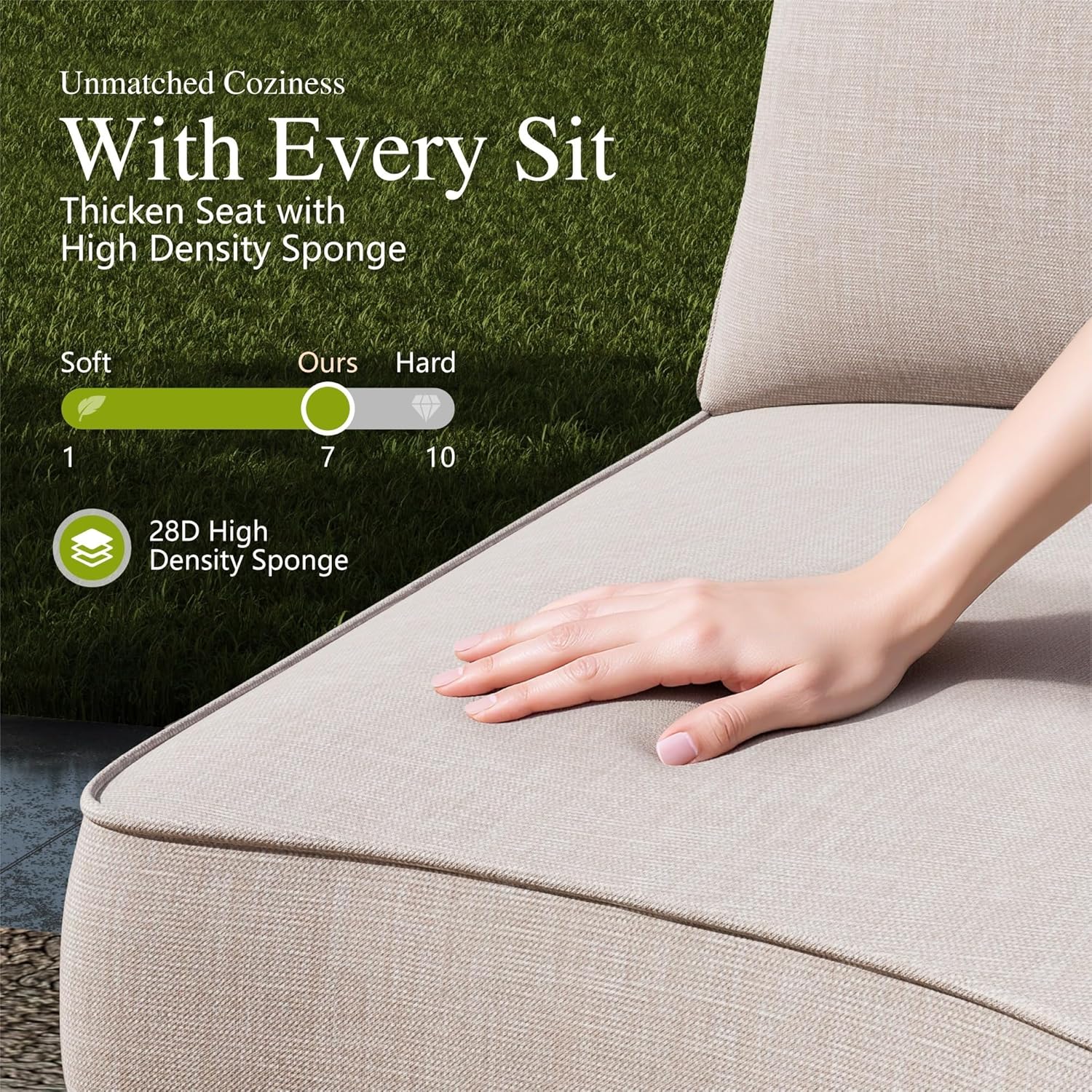 Sophia & William Patio Furniture Set with Fire Pit Table, 10 Piece Half Moon Outdoor Wicker Sectional Sofa Set, Rattan Conversation Set with 56-Inch Fire Pit Table for Backyard, Deck, Pool(Beige)