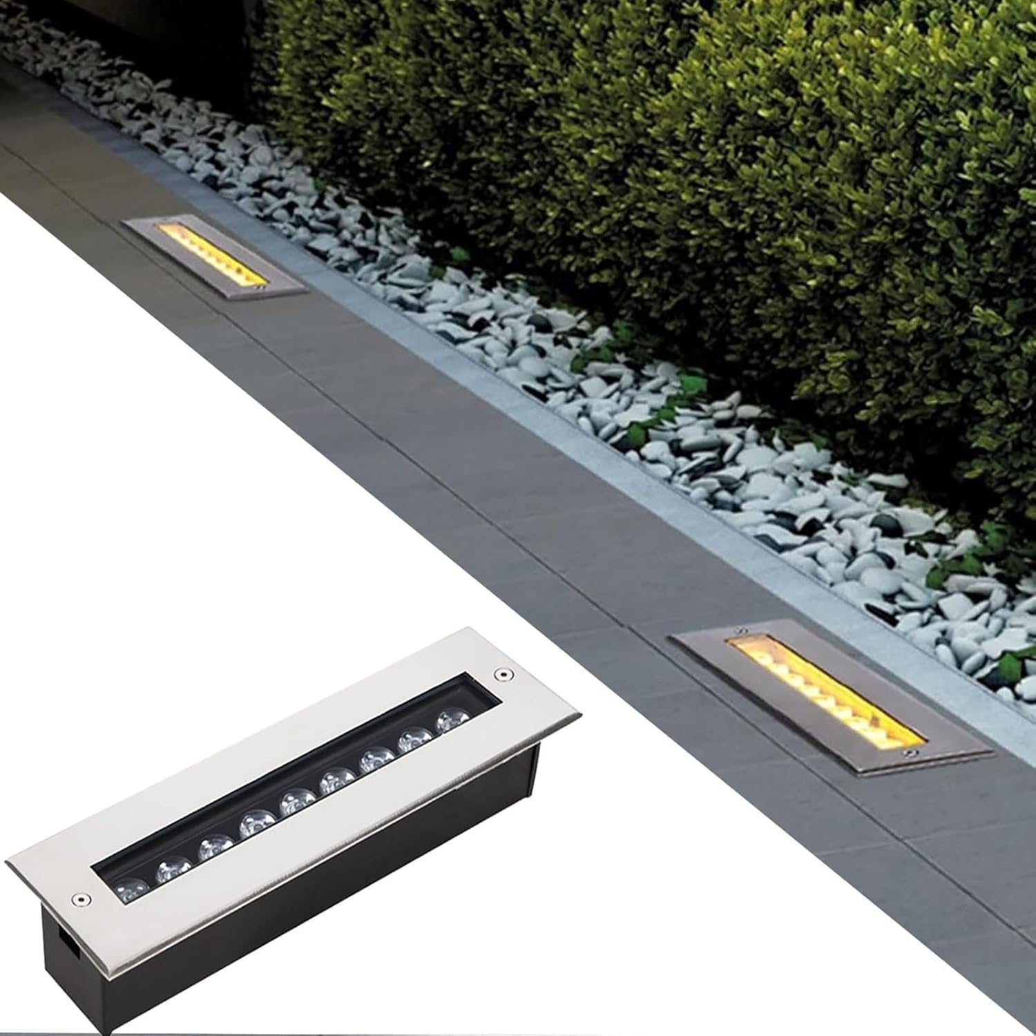Outdoor Buried Lights - LED Landscape Lights, Strip Underground Light, Waterproof Recessed Floor Lamp for Garden, Driveway, Bridge, Deck Lighting(White,36w)