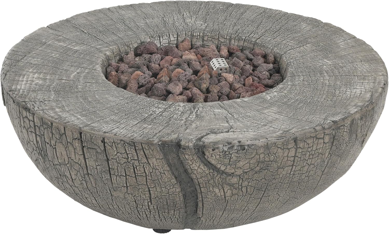 Christopher Knight Home Hearth Outdoor Fire Pit and Tank Holder Set, Lightweight Concrete Tank Table, 30000BTU Round Fire Pit, Woodlike Texture, Concrete Patio Fire Bowl, No Assembly Needed, Gray