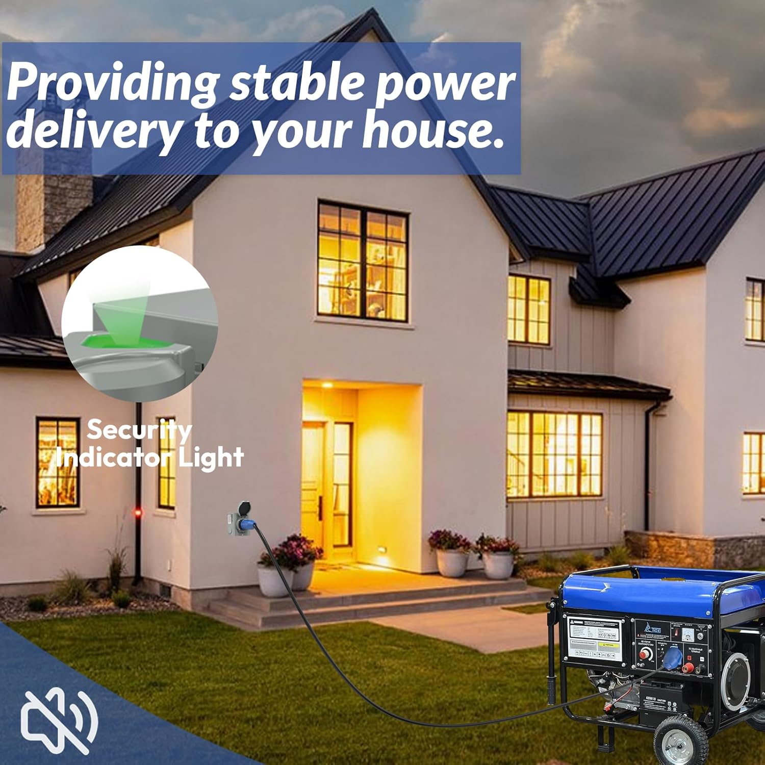 50 Amp Generator Cord and Power Inlet Box (Pre-Drilled) 25 FT, 4 Prong 125V/250V NEMA 14-50P/SS2-50R Twist Lock Generator to House Power Cord, Generator Inlet Box Kit for Emergency Backup Power