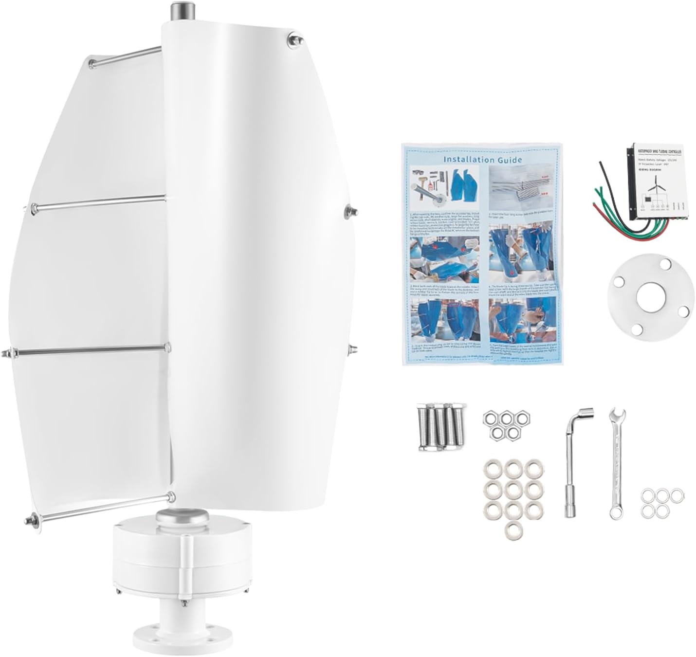 Wind Generator, 12V 500W Vertical Wind Turbine Generator Vertical Axis Wind Turbine Vertical Wind Generators Kit Wind Power Generators w/Controller for Home, Business, Ships