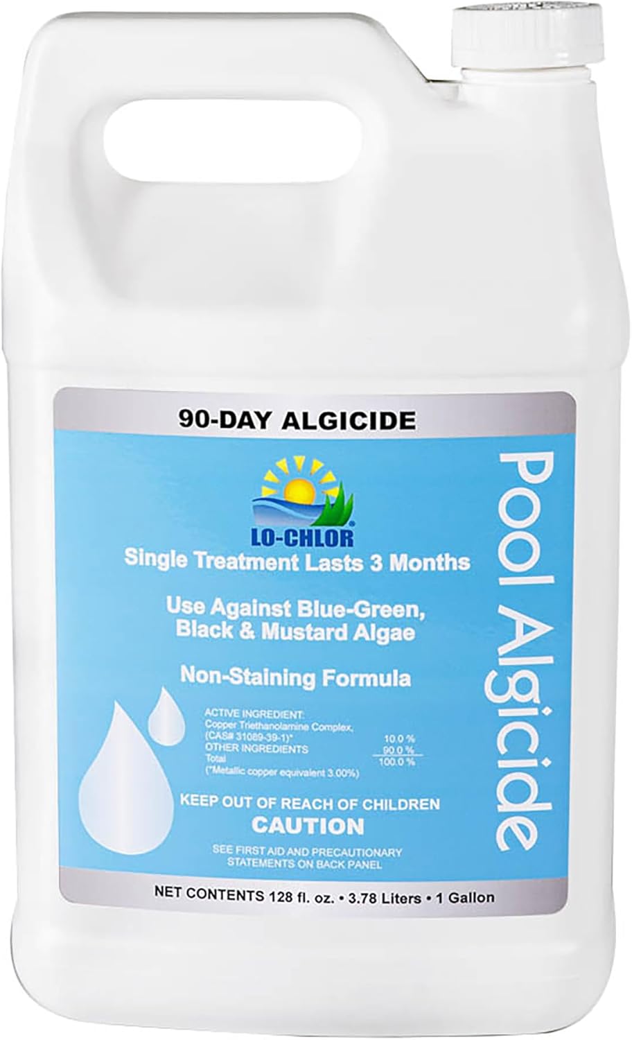 Pool Algaecide for Swimming Pools -Single Treatment Lasts 3 Months, Effective Algaecide for Pool with Unique Organo-Copper Complex - Black, Mustard, and Green Algae Killer for Pools (128 Oz)