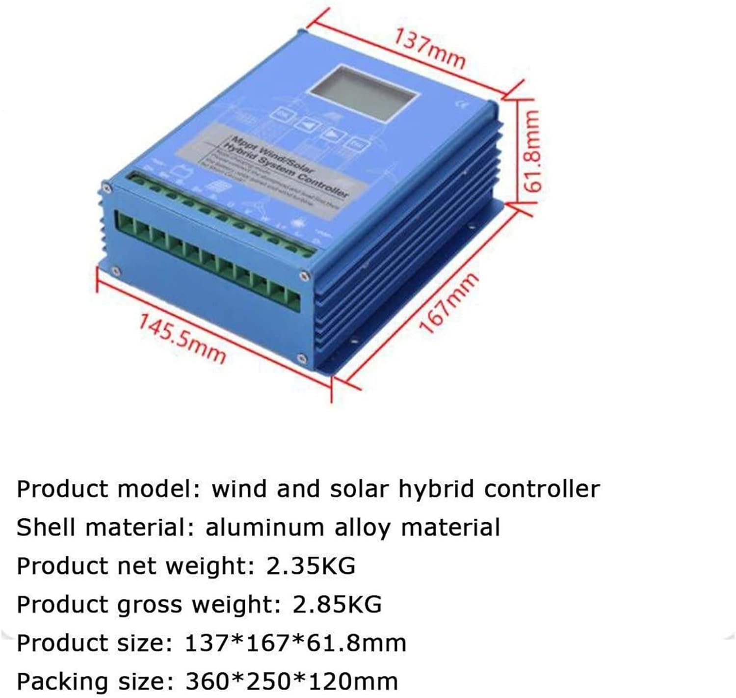 2000W-6000W MPPT Solar Charge Controller, 12V 24V 48VWind Solar Hybrid Charge Controller with Dump Load for Wind Turbine Generator Charger Battery(48v,6000W)