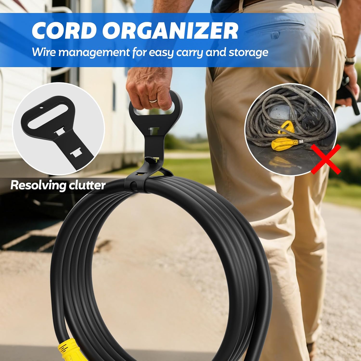 50A Generator Cord with Cord Organizer, 20 FT 14-50P to SS2-50R Power Cord with Grip Handle, Generator Plug with Twist Lock, Generator Cord 50 amp 4 Prong for Emergency or Power Shortage, ETL Listed