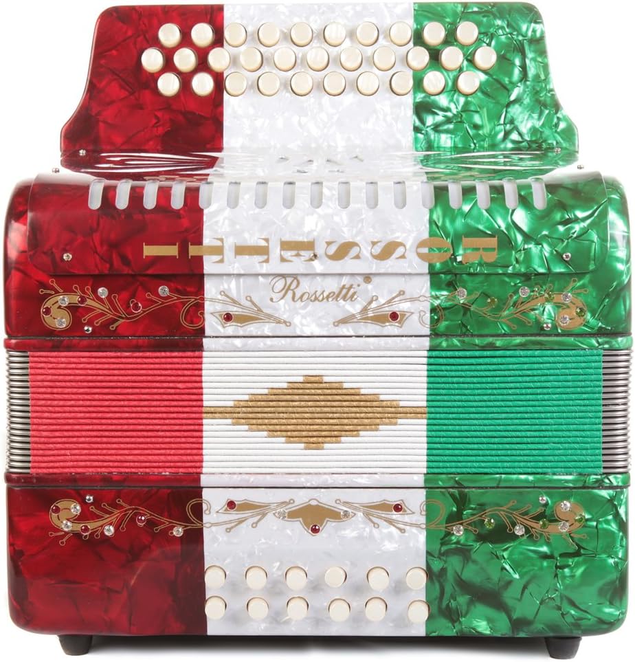 Rossetti 31 Button Accordion 12 Bass GCF Mexican Flag