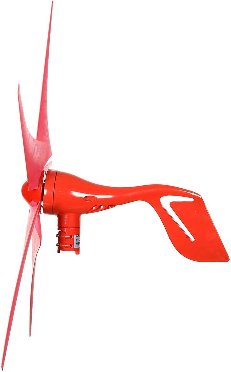 1000W-3000W 12V-48Vportable Vertical Wind Power Turbine Generator Kit, No Noise Vertical Wind Turbine Generator, with Charge Controller for Homeuse Residential(Red)