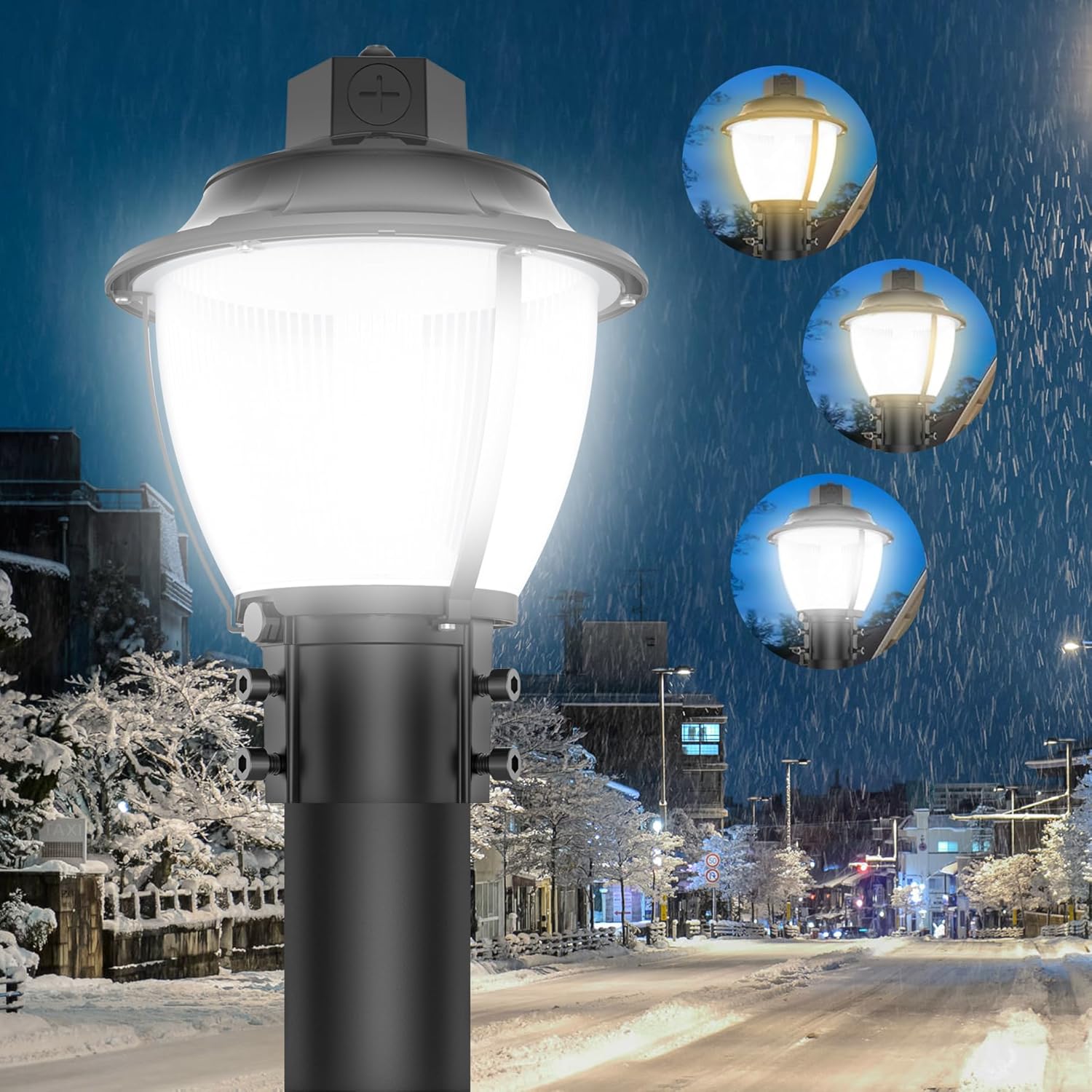 BBESTLED LED Post Top Light, 80W 60W 48W Adjustable LED Pole Area Lights with Dusk to Dawn Photocell, 3/4/5000K, ETL DLC Listed Outdoor Post Lights for Garden Yard, IP65 Waterproof AC100-277V