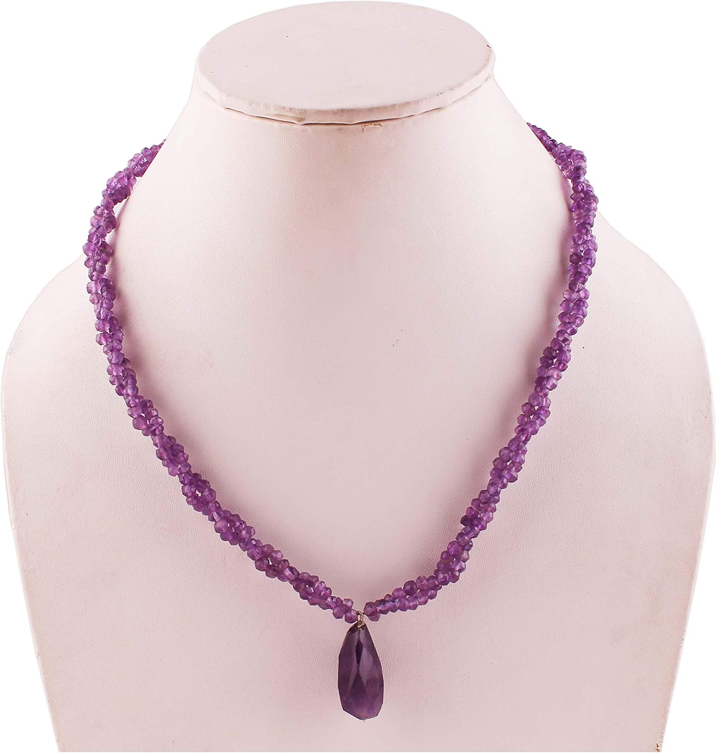 Natural Amethyst Gemstone Beaded Necklace for Women, Gemstone Necklace Chakra, Gemstone Necklace Beads, Gemstone Beads for Jewelry Making, 16