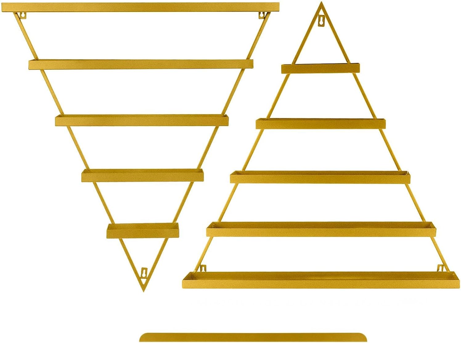 Gold Wall Mount Nail Polish Rack, Triangular Nail Polish Storage Organizer, 5-Tier Metal Display Shelf for Salon, Home Nail Art Station, Cosmetics, Skin Care Products 10PCS