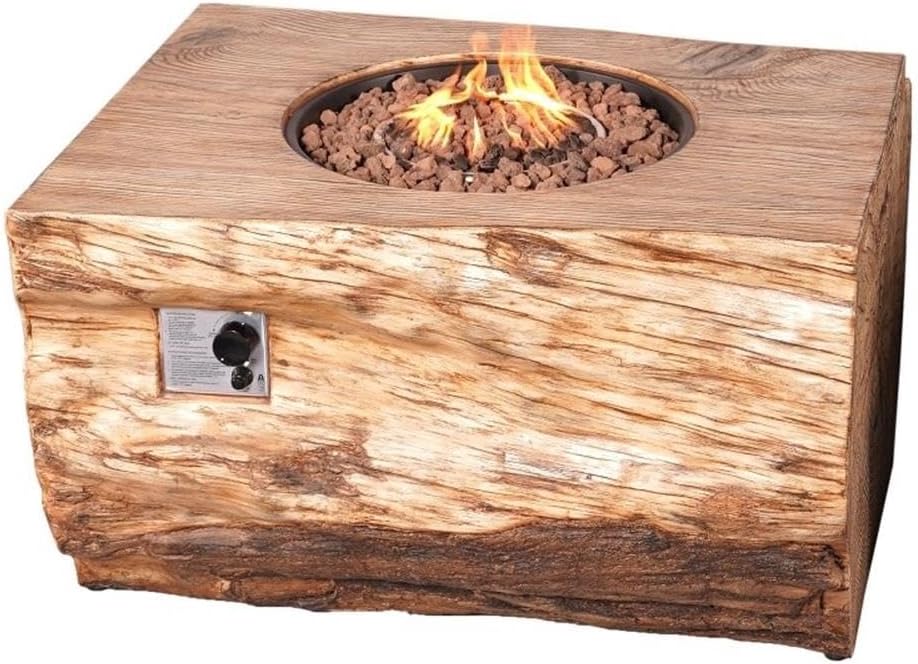 Aluminum Patio and Outdoor Rectangle Firepit in Grain Pattern with Rain Cover