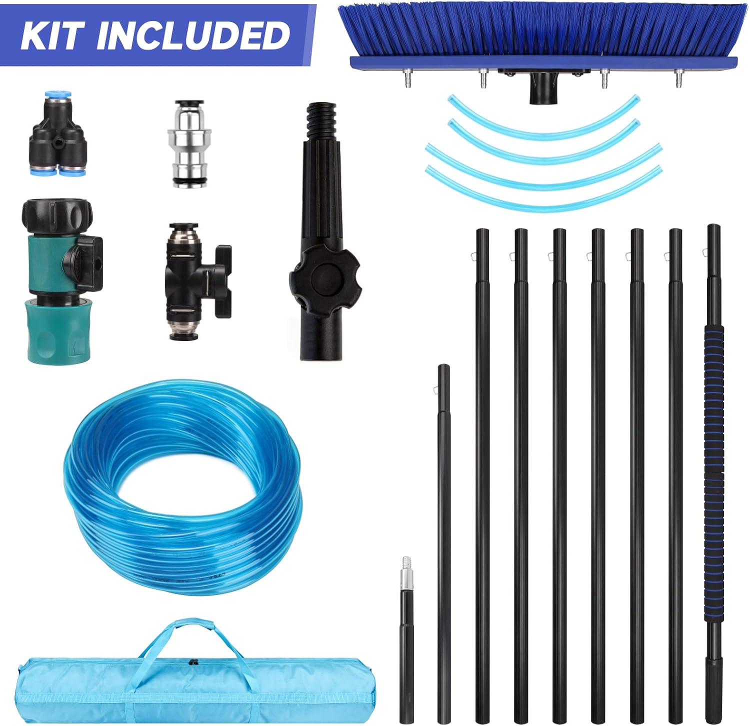 40FT Water Fed Pole Kit, Window Solar Panel Cleaning Brush and Pole, Window Washing Equipment Solar Panel Roof Glass Cleaner Tool