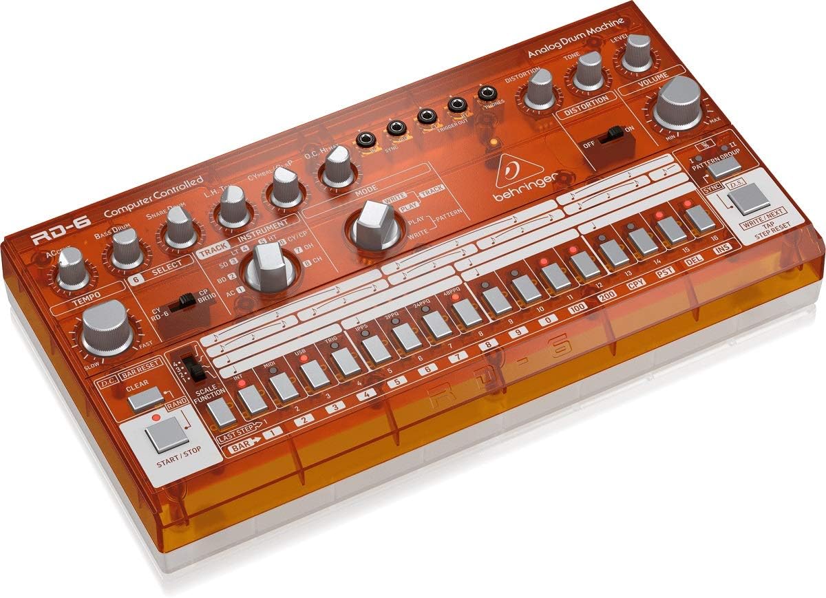 Behringer RHYTHM DESIGNER RD-6-TG Analog Drum Machine with 8 Drum Sounds, 64 Step Sequencer and Distortion Effects